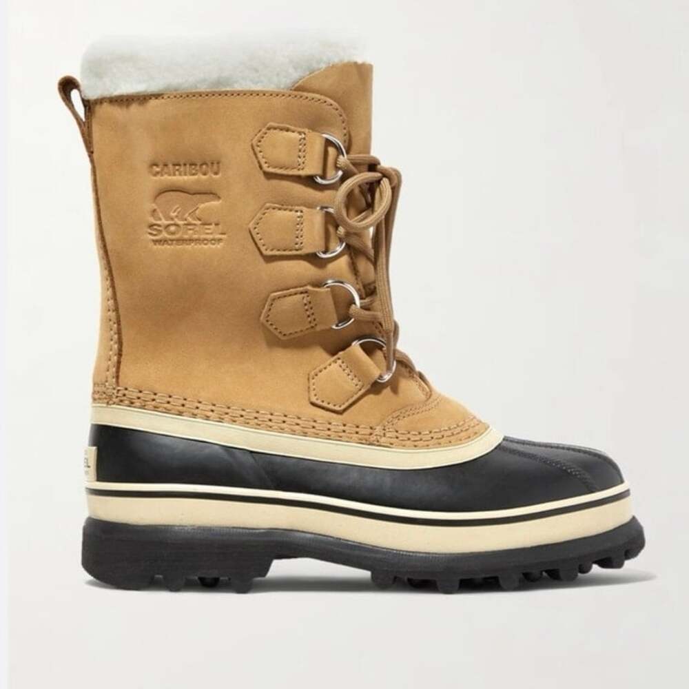 Sorel Caribou Waterproof Winter Snow Boots Buff Black Women’s Size 8
